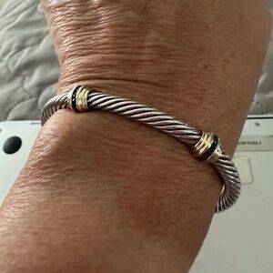 David Yurman Silver and Gold Cable Bracelet w/sapphires